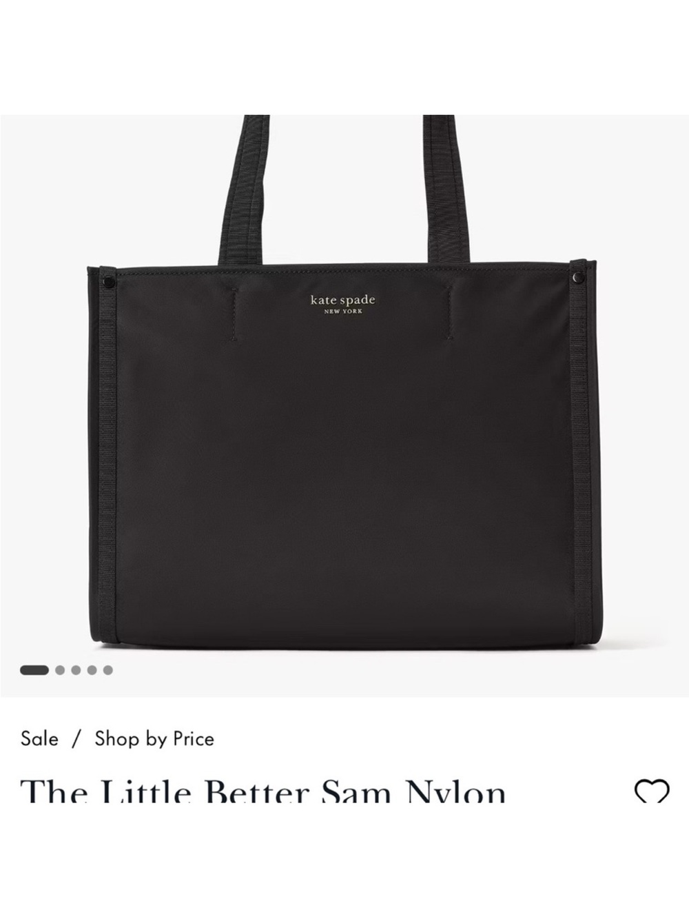 kate spade Black Nylon Tote with Logo